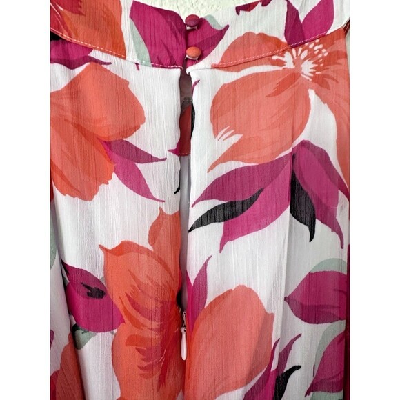 Calvin Klein Women's Floral-Print Halter Chiffon Maxi Dress White Multicolor 10 - Picture 11 of 12